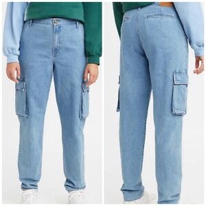 Levis Jeans Women 26 Blue Denim Premium Cool‎ Eco Performance Cargo NWT Retro